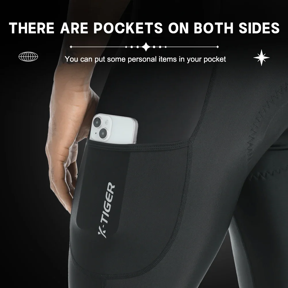 

X-TIGER Cycling Trousers Bicycle Tights 5D Pad Road Cycling Pants Winter Thermal Cotton Trousers Fleece-Lined Sports Pants