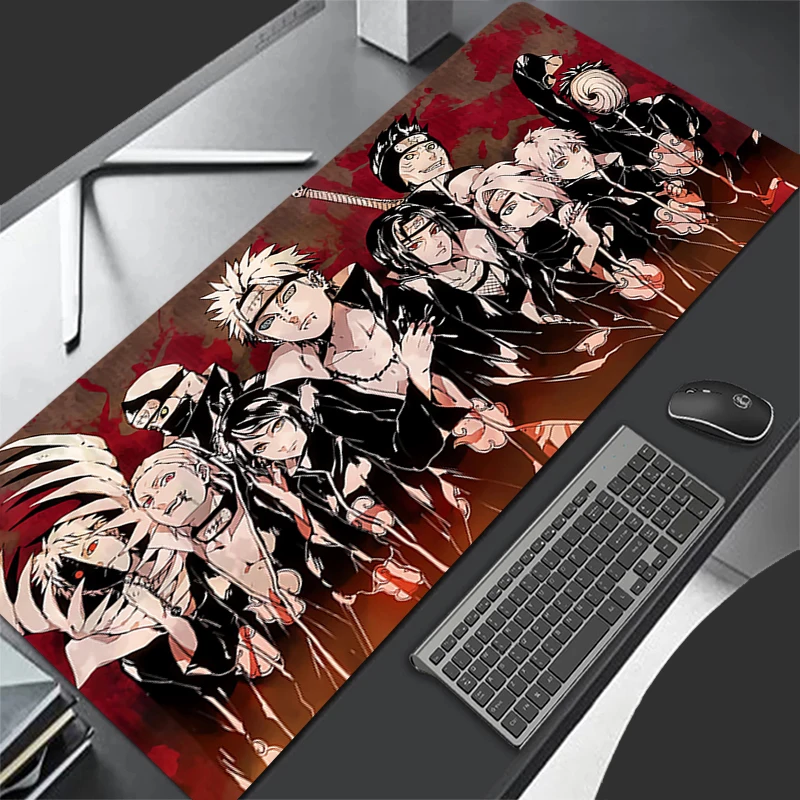 Alfombrilla de ratón con diseño de Naruto para jugadores, alfombrilla de escritorio con impresión HD, alfombrilla de ratón para teclado, accesorios de anime para juegos, alfombrilla de ratón popular con borde bloqueado