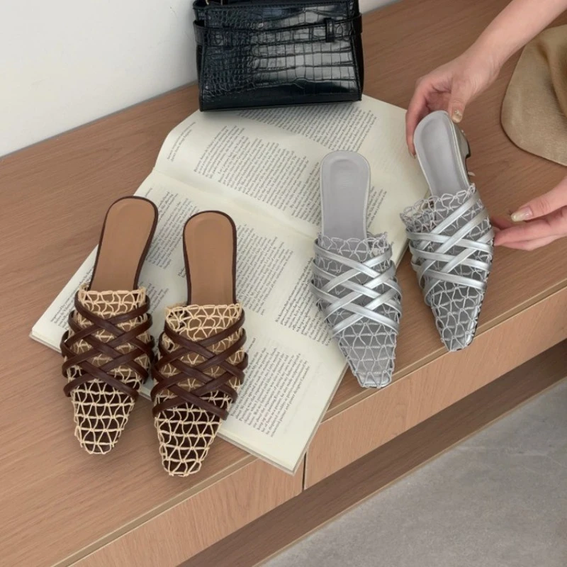 

Дышащие сетчатые туфли-мюли с закрытым носком, летние, новые, с квадратным мысом, глубоким вырезом, на мягкой нескользящей износостойкой подошве, на блочном каблуке