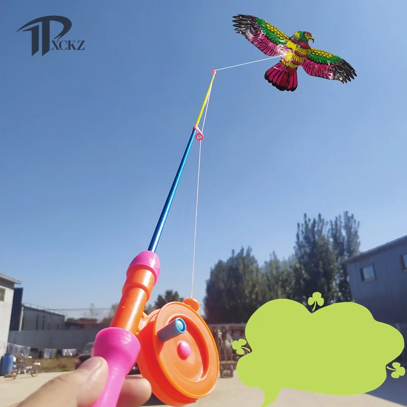 Cartoon Children Kite Mini Plastic Toys Kite + 40cm Hand Brake Fishing Rod Outdoor Toys For Kids Gifts