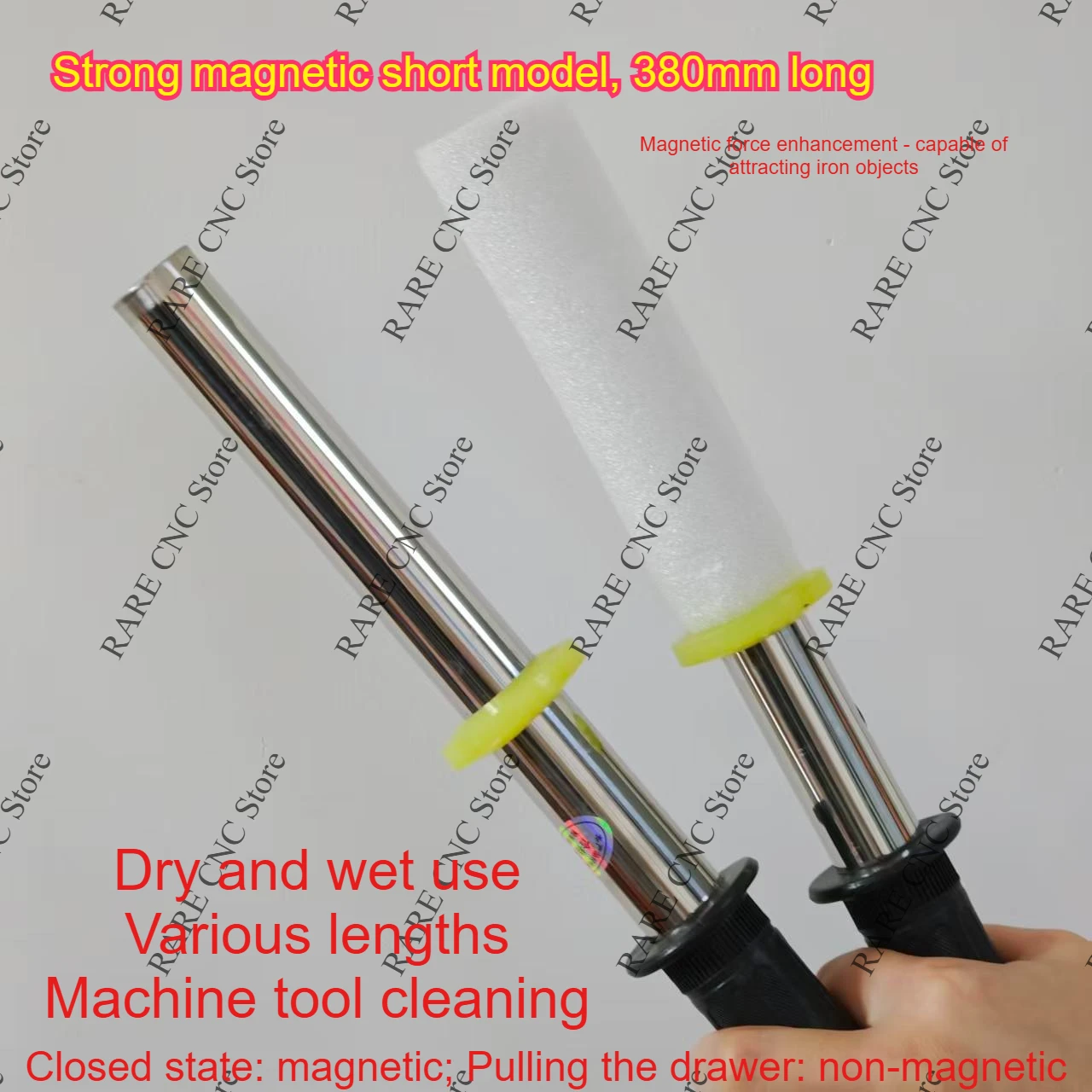 Telescopic Magnetic Swarf Pick Up Rod 380mm NdFeB Magnet Nails Grabber Debris Retrieving Tool for Industrial Garage