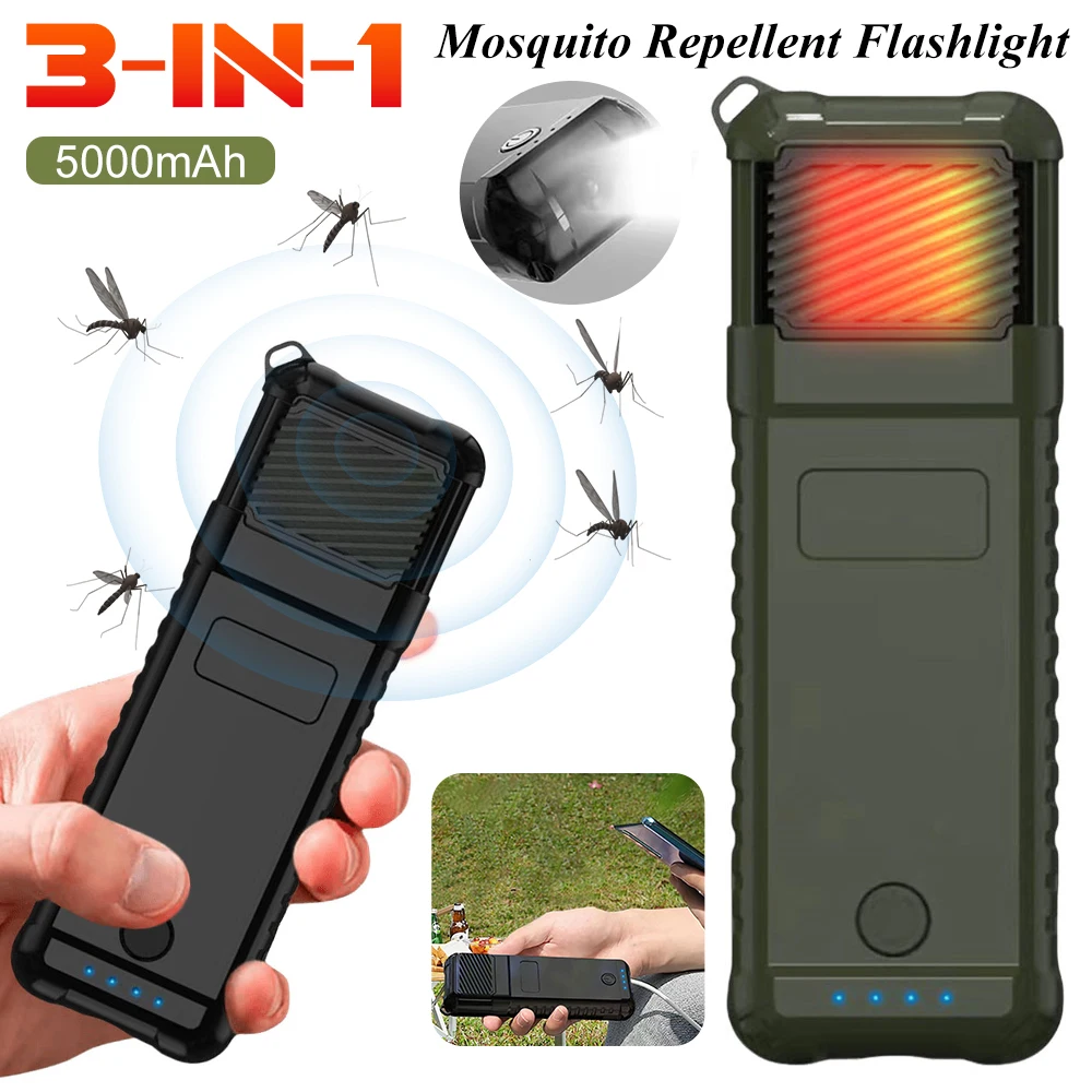 

Portable Electric Mosquito Repellent Flashlight 5000mAh Power Bank Mosquito Killer Lamp Pest Control Outdoor Camping Equipments