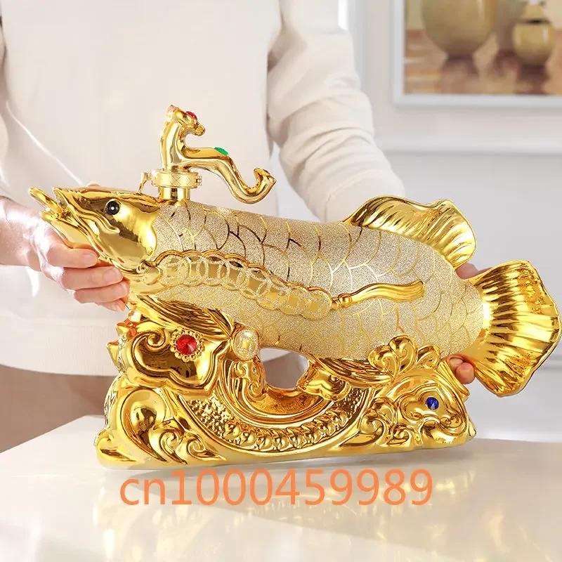 

Fish Ceramic Craft Decorative Wine Bottle Looks Beautiful, Sealed, Empty Wine Bottle Decoration, High end, Luxury and Atmosphere