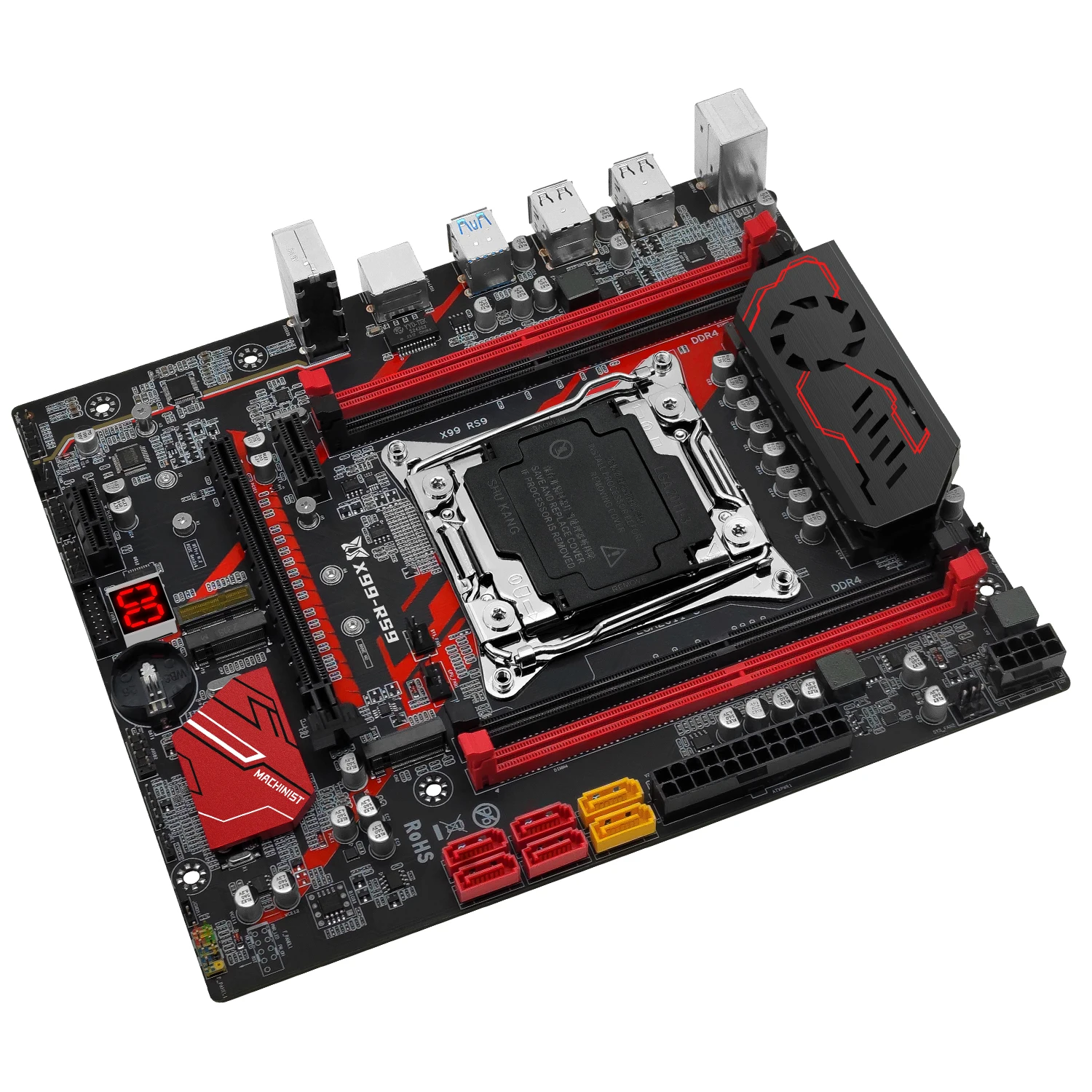 Masinis RS9 X99 Set Motherboard LGA 2011-3 dengan Kit Xeon E5 2620 V3 Prosesor CPU DDR4 ECC 16G Memori Combo NVME M.2 USB 3.0