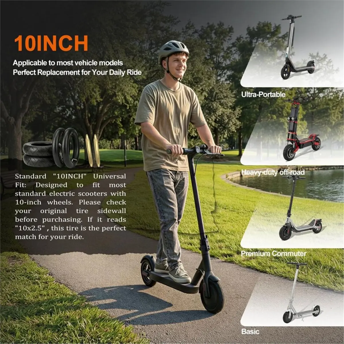 【MUST-HAVE LIST】 10x2.5 Electric Scooter Tire & Tube Set, Tire and Replacement Tube with 90° Bent Valve and 2 Tire Levers