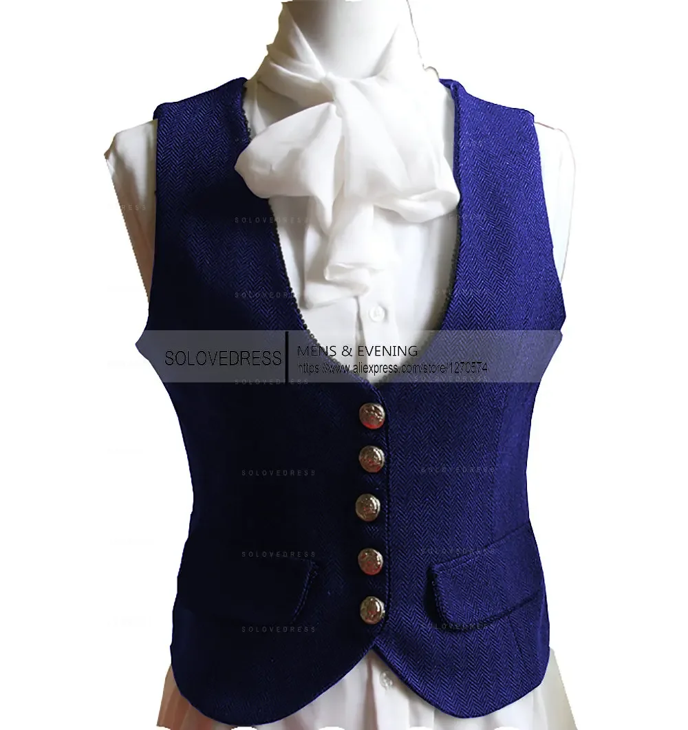 

Women Suit Vest Wool Herringbone Tweed Casual Waistcoat Formal Business Vest