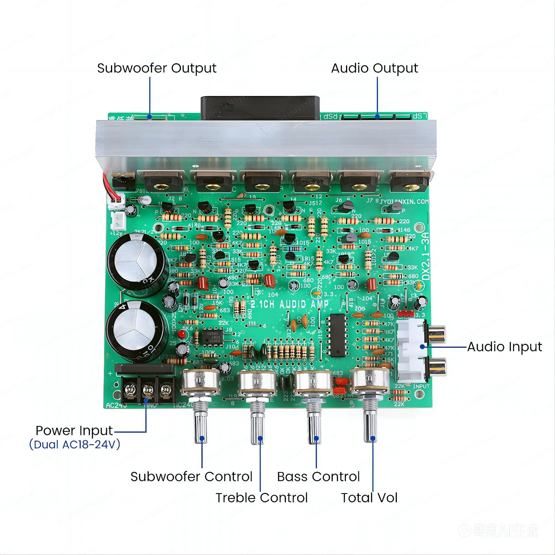 DX-2.1-3 channel, high-power subwoofer finished power amplifier board, free 3.96 terminal cable