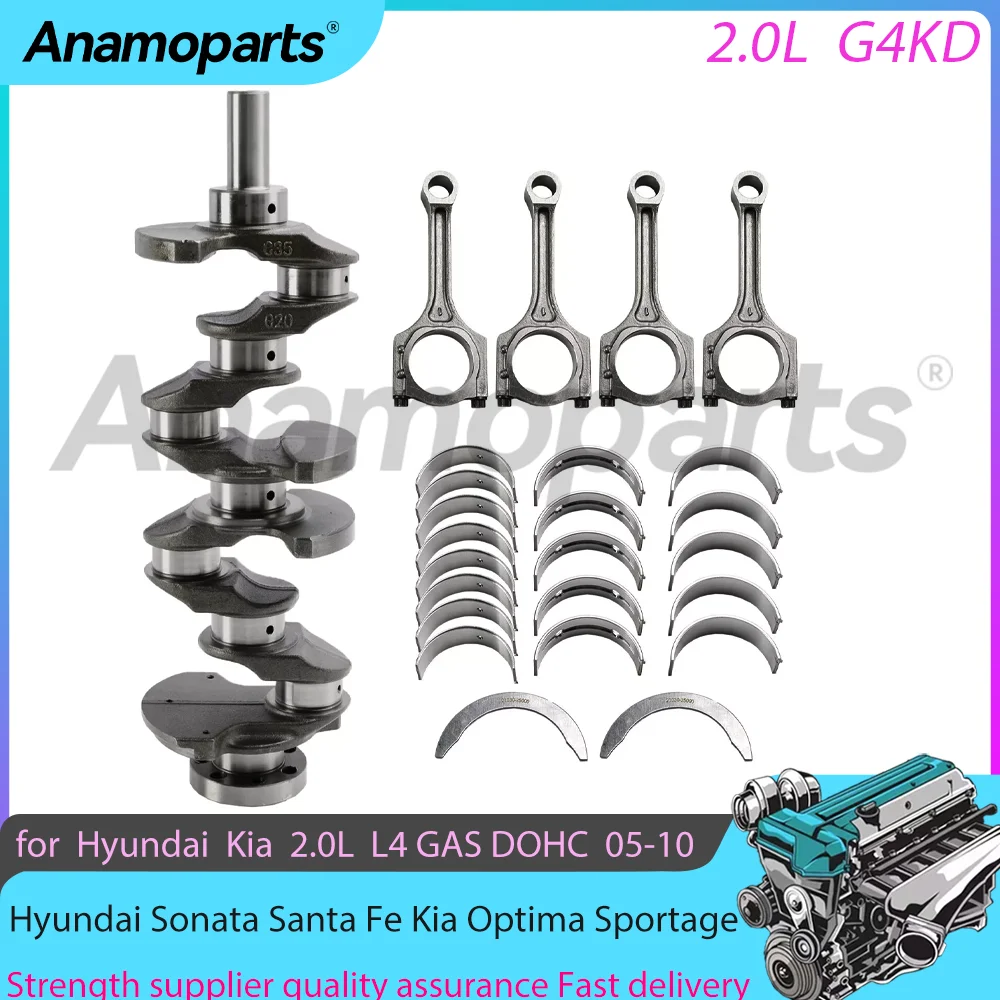 G4KD 2.0L Engine Crankshaft & ConRods & Bearing Fits 2005-2010 Hyundai Sonata Santa Fe Kia Optima Sportage 2.0 L L4 GAS DOHC