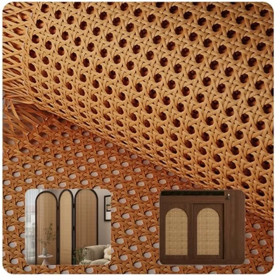 

Plastic Rattan Cane Webbing Roll, Faux Cane Open Weave Mesh PE Synthetic Rattan Rolls for DIY Furniture Decoration Beds Chairs