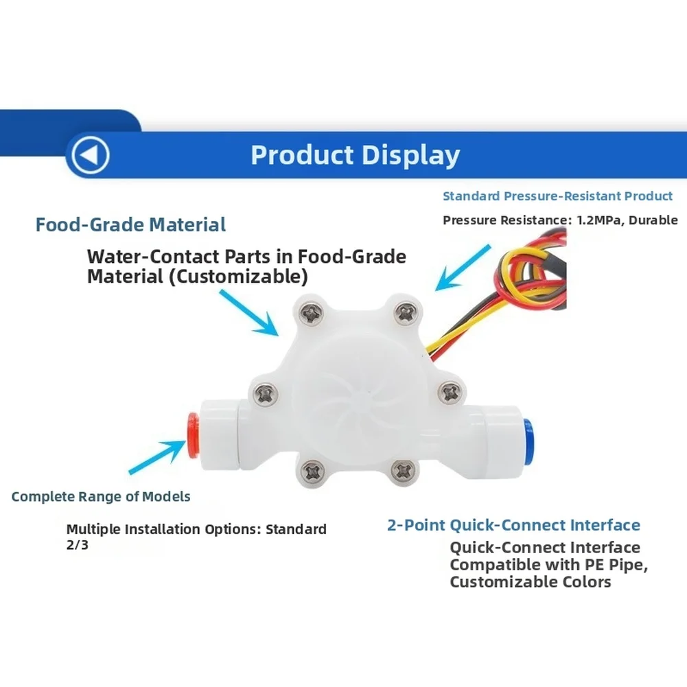 Hall for pulse Water Flow Sensor SEN-HZ06N for Beverage Dispensing Systems DC for 3v 5V 12V 24V Flow Range 0.25-2.5 L/min