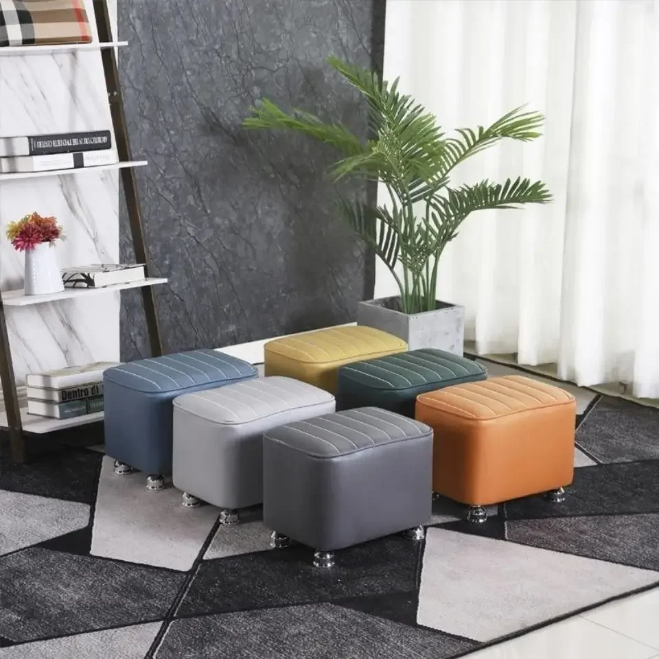 

Light Luxury Tech Cloth Solid Wood Small Stools Household Low Ottomans Creative Living Room Door Side Shoes Changing Stool Sofa