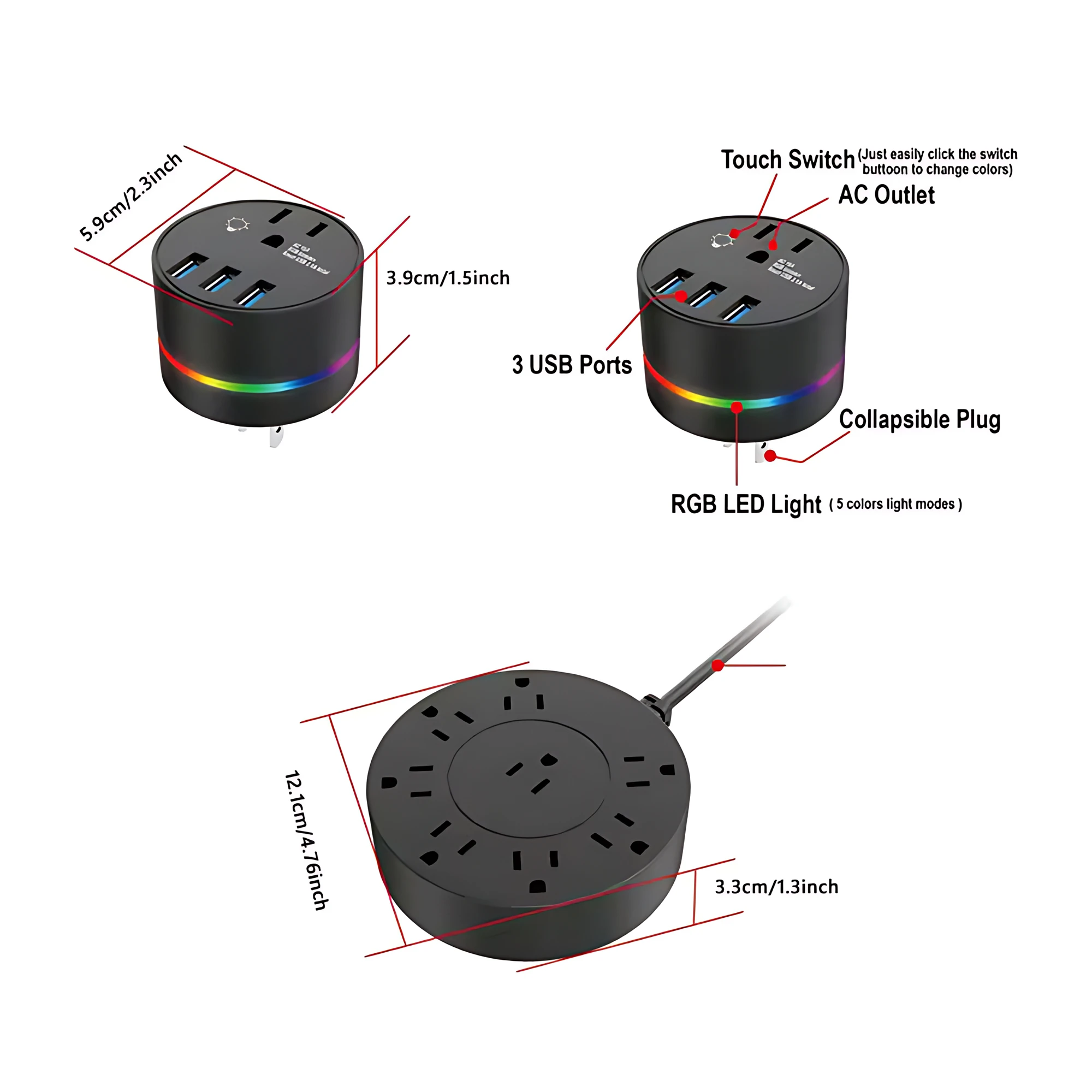 รางปลั๊กไฟแบบหลาย STOP kontak listrik 8ช่อง3USB พอร์ตสำหรับชาร์จ6FT ตัวกรองเครือข่ายแบบต่อขยายไฟสำหรับบ้านกลางคืน