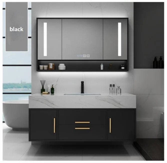

Modern Mirror Cabinet For Bathroom Vanity Wooden Waterproof Cabinets Customization Bathtubs Toilet Sets