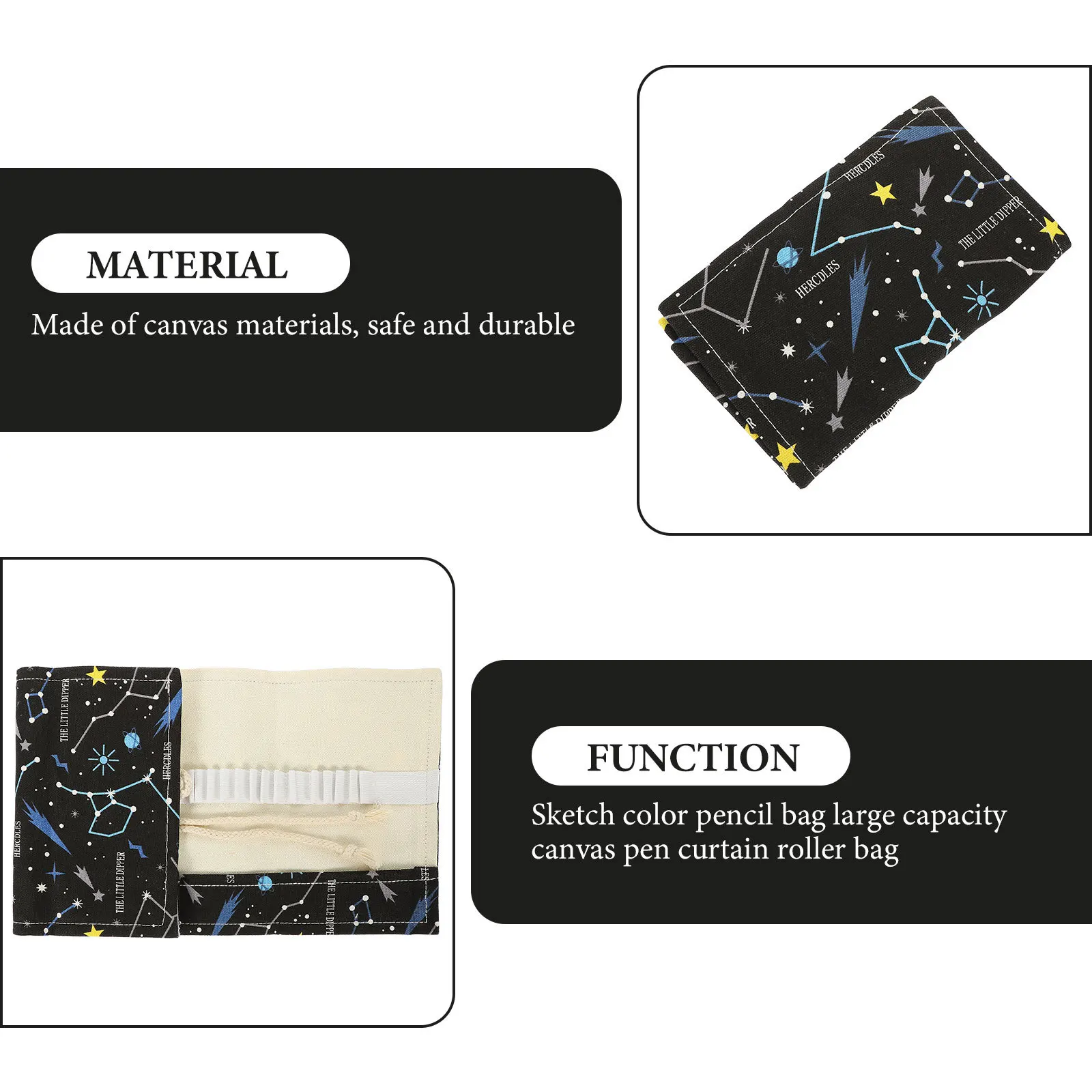 

Colored Pencil Roll Large Capacity Canvas Pencil Bag Portable Organizer for Sketch Pens Drawing Tools Large Capacity Pen Bag