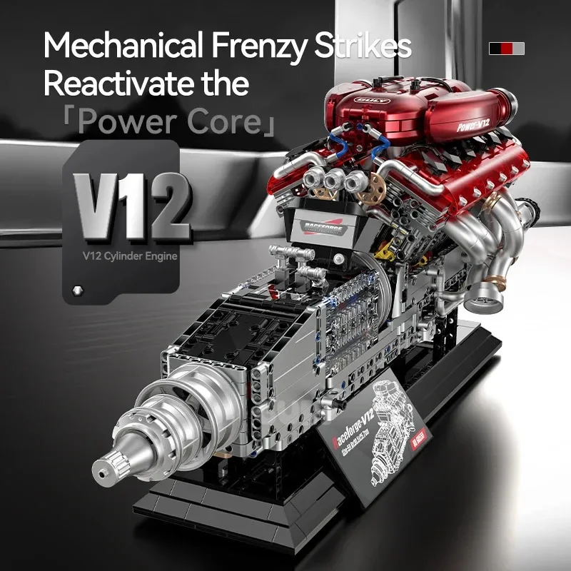 

New 2378PCS Guly Building Blocks Set Technical V12 Engine with Power Motor Construction Set Toys for Adults Boys