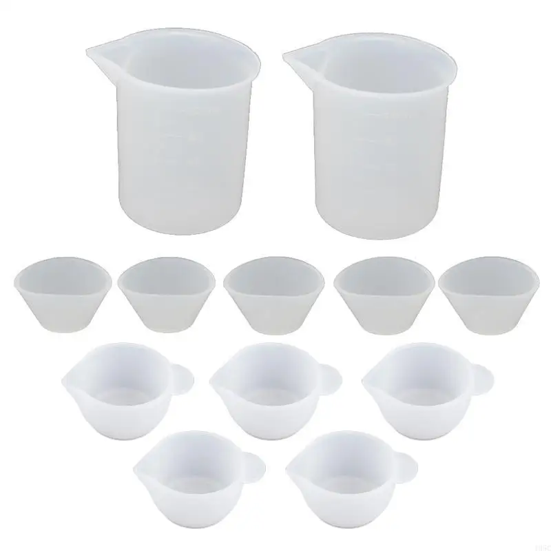 

195C 12Pcs Resin Silicone Mixing Measuring Cups 100ml 20ml 10ml For UV Resin Mold DIY Resin Casting Jewelry Making Tools