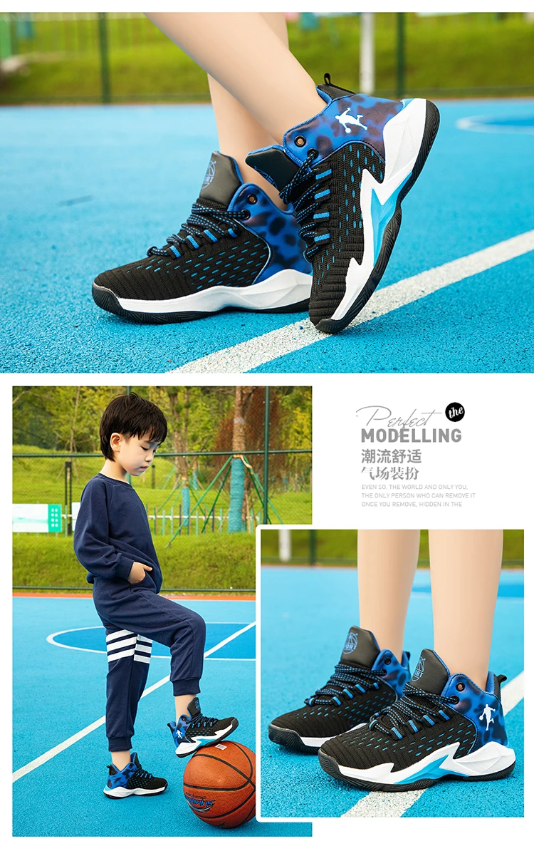 Kinder-Basketballschuhe, rutschfest, atmungsaktiv, Basketball-Trainings-Sneaker, Schnür-Basketballstiefel für Jungen und Mädchen, Sportschuhe – Detail 25