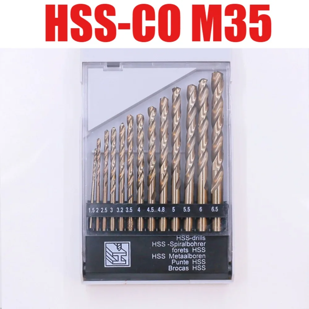 HSS Cobalt Drill Bits Set 1-6.5mm M35 For Stainless Steel Copper, Aluminum, Zinc Alloy HSSCo Twist Drill Bit Power Tools