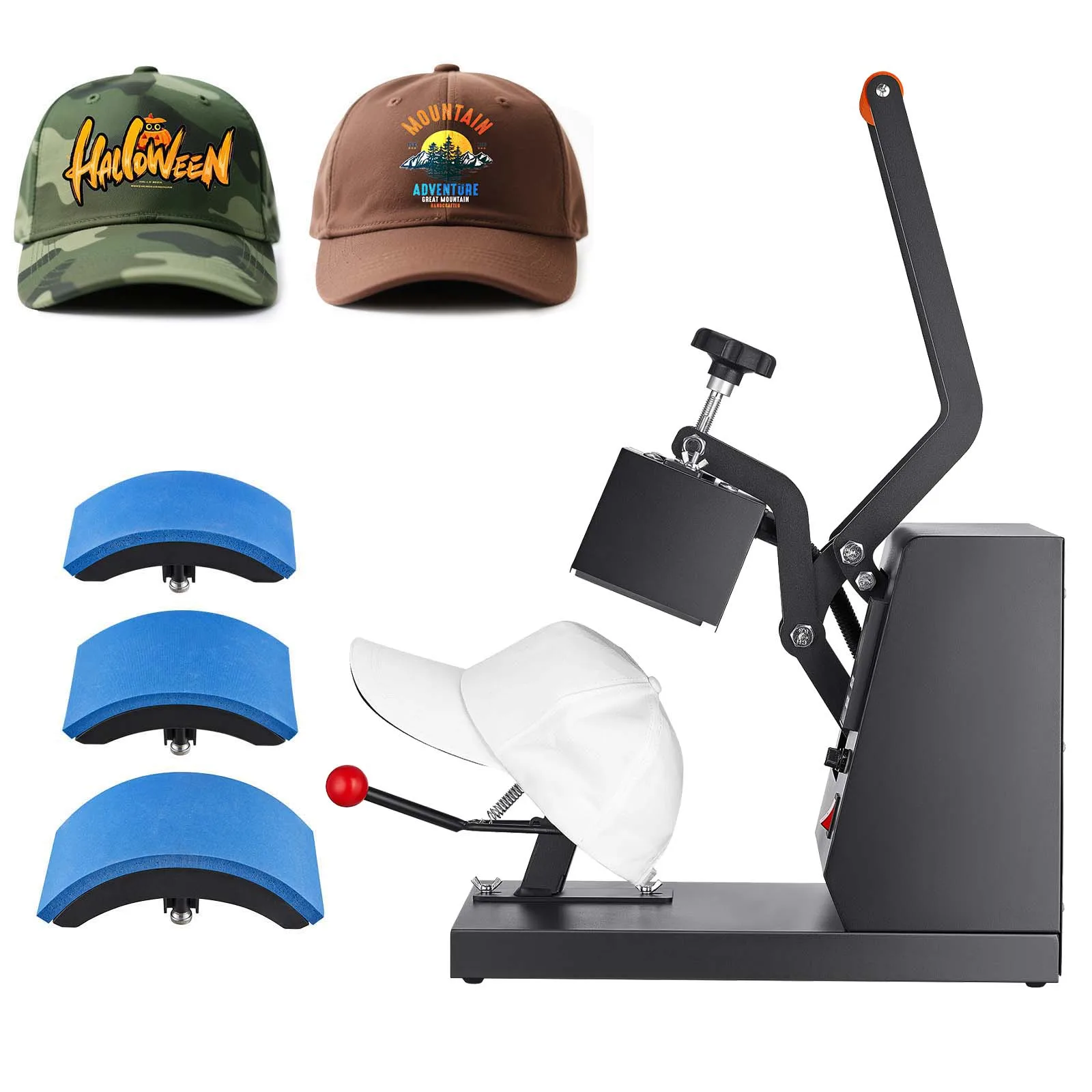 SucceBuy Hat Heat Press 4 in1 Cap Heat Press Machine 6x3inches Clamshell Transfer LCD Digital Timer Temperature Control