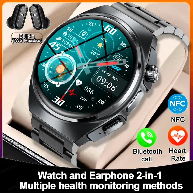 

Смарт-часы «два в одном», HD-дисплей 1,53 дюйма, водонепроницаемость IP67, 100 спортивных режимов, беспроводные звонки, умные часы с мониторингом сердечного ритма