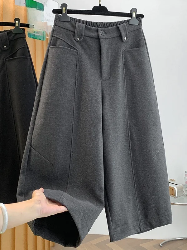 High Waist Wide Leg Pants Korean Style Casual Loose Fit Eighteen Length Versatile Autumn New Arrival Straight Cut Trousers