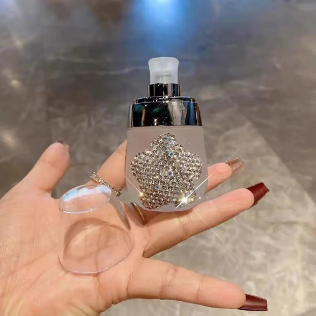 Light Luxury Star Glass Bottle Artificial Diamond-Set Travel Portable Press Emulsion Dispenser Small Empty Bottle