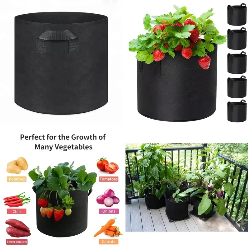 50 Gallon 100 Percent Fabric Hydroponic Pot with Handles for Potato Planting
