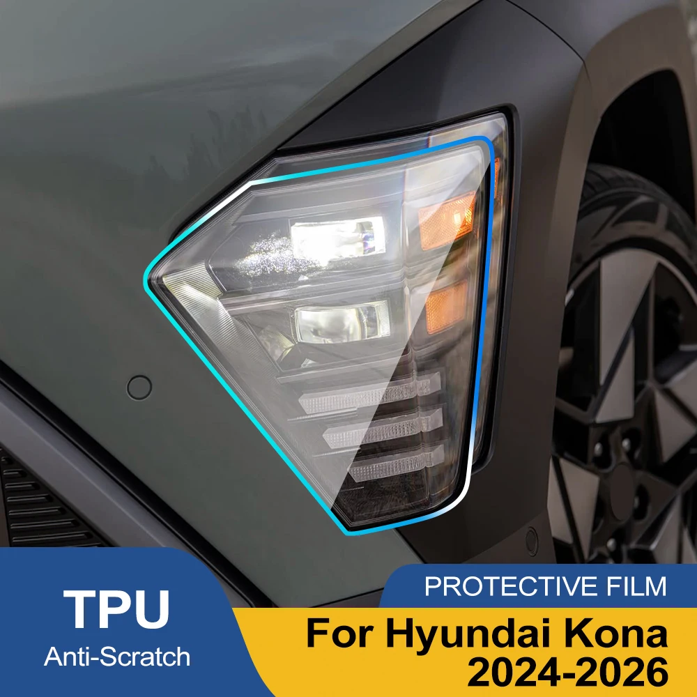 

Защитная пленка из ТПУ/ППФ на заказ для фар Hyundai Kona 2024-2026, глянцевая, дымчато-черная, предварительно вырезанная, антицарапийная, виниловая пленка для защиты от царапин