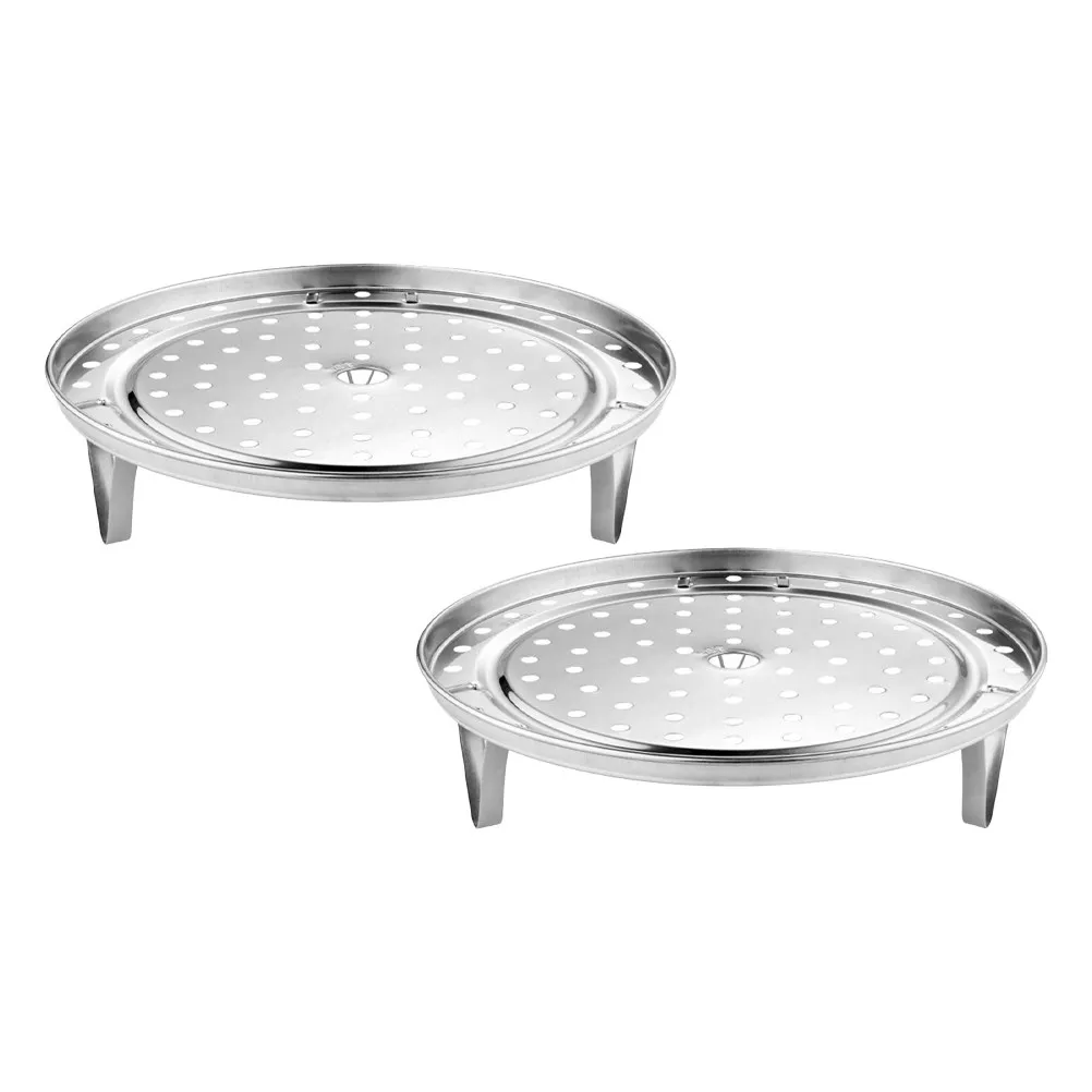Stainless Steel Steaming Rack for Fish, Lobster, Beef, Broccoli, Tofu – 2-Piece Kitchen Steamer Tray