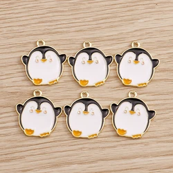 10pcs 21x22mm Cartoon Enamel Animal Penguin Charms Pendants for Jewelry Making Earrings Necklace DIY Handmade Crafts Accessories