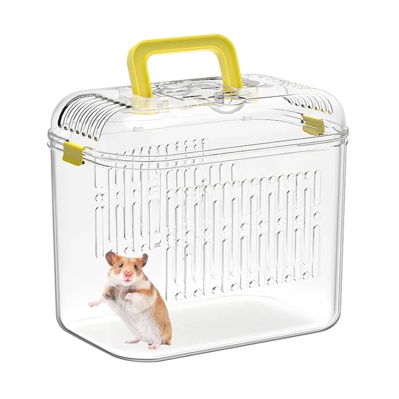 Portable Hamster Cage Hamster Carry Travel Cage Mice Travel Case Plastic Small Animal Carrier Pet Outgoing Guinea Pig House