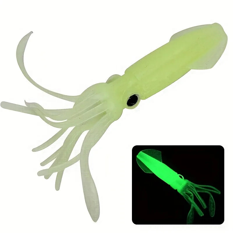 3pcs Lifelike Squid Glow Fishing Lure, Luminous Artificial Bionic Octopus Soft Bait,Fishing Accessories For Saltwater Freshwater