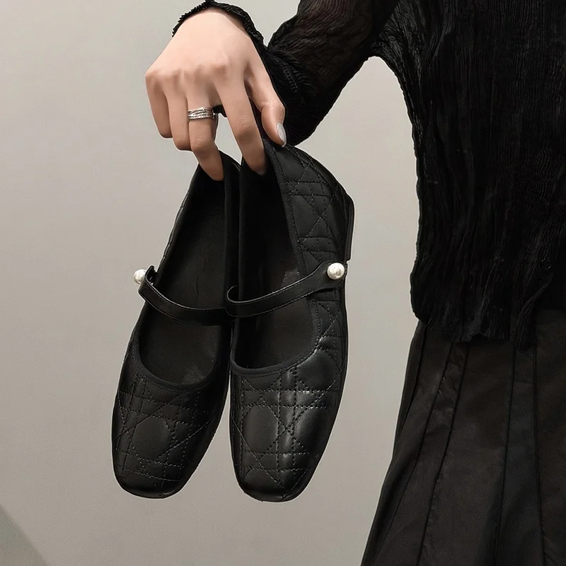 

Женские туфли MKKHOU с круглым носком, на плоской подошве, на низком каблуке, из натуральной кожи, модная обувь для женщин