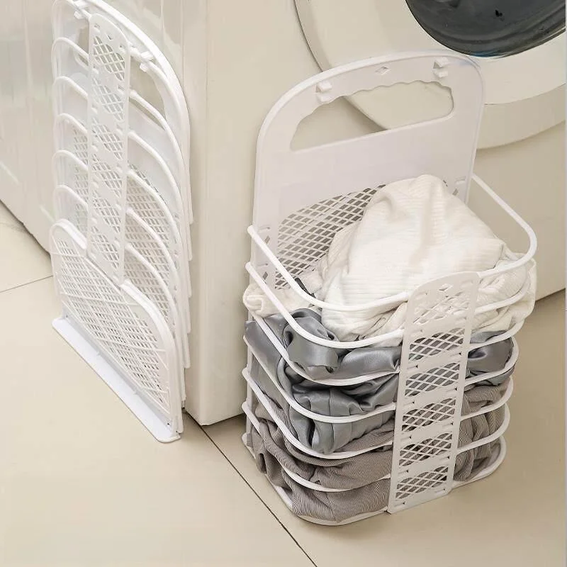 nordic-style-wall-mounted-plastic-laundry-basket-foldable-bathroom-clothes-storage-basket-home-use-organizer-utility-basket