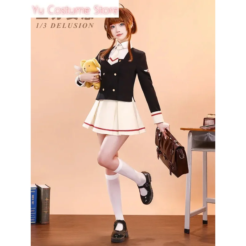 

CyThree Minute Delusion Cardcaptor Sakura Kinomoto Sakura Женская школьная форма Косплей Костюм Cos Game Аниме Униформа для вечеринки