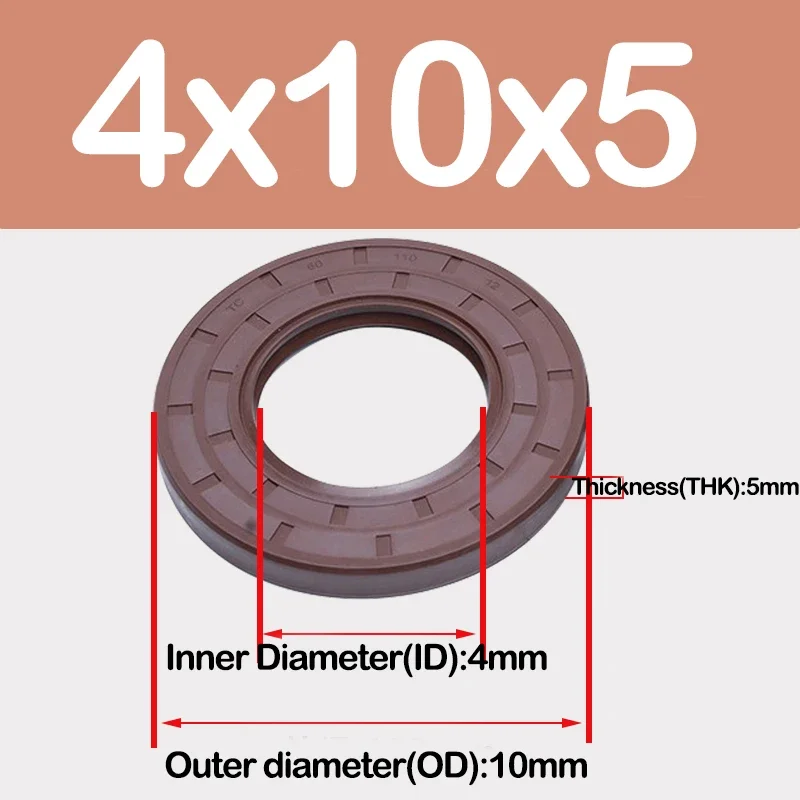 ID 4/5/6/7/8/9/10/11,Miniature Brown FKM Framework Oil Seal TC Fluoro Rubber Gasket Rings,Double Lip with Spring for Bearing