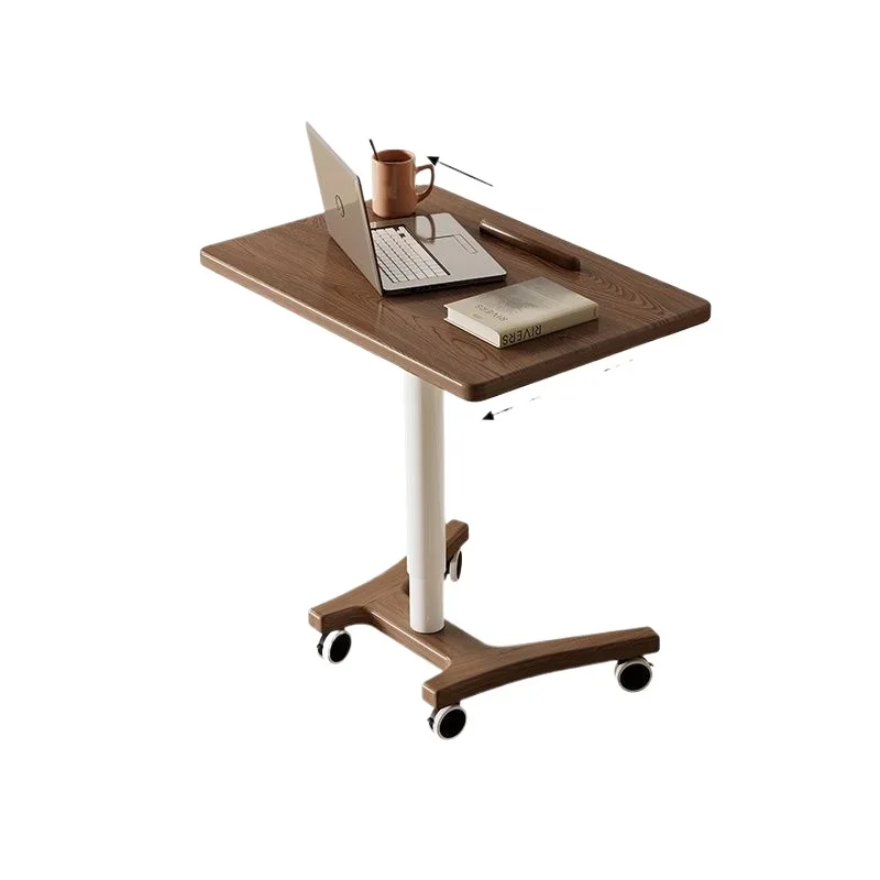

Solid wood computer small apartment lifting study table, home mobile bedside foldable small table