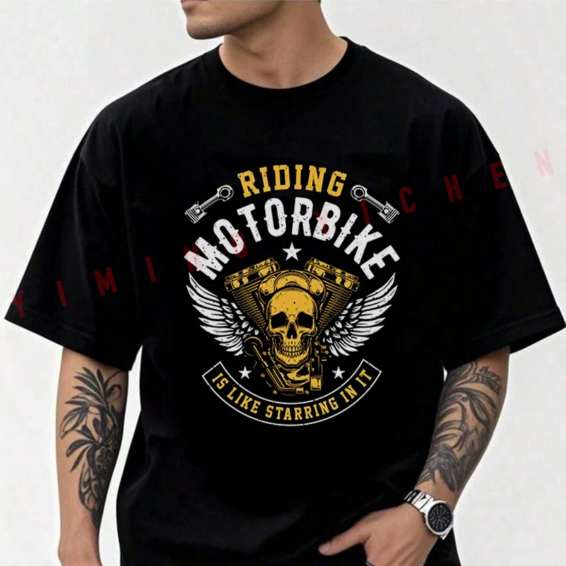 

Riding Motorbike Is Like Starring In It Design Men T-shirt High Quality Funny Cotton Casual Cool Short Sleeve Hip Hop Tees