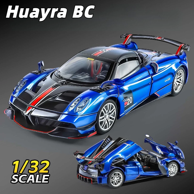 1:32 후아이라 BC 슈퍼카 합금 다이캐스트 자동차 모델 사운드 및 라이트 풀백 어린이 장난감 수집품 생일 선물