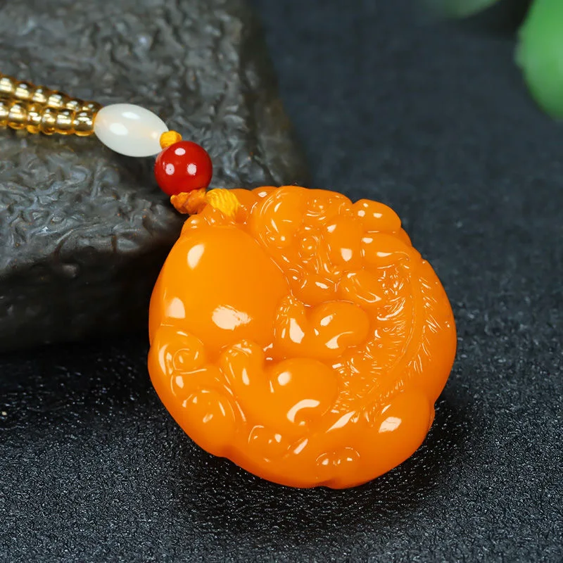 Xinjiang Hotan Huanglong Jade Outer Cover Materials are available upon request. Pixiu Jade Pendant for Men and Women Topaz