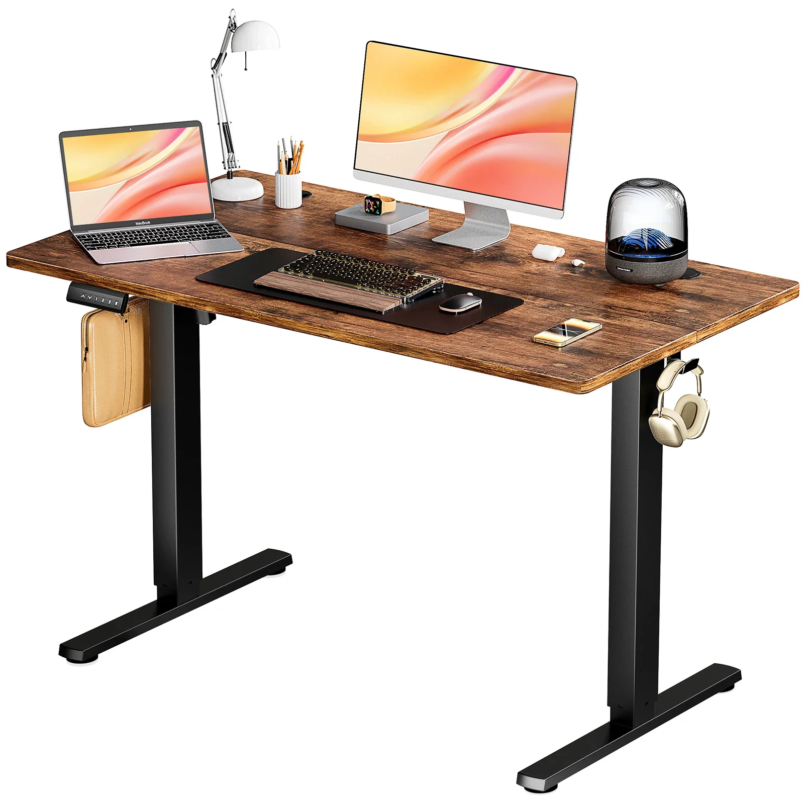 Electric Standing Desk Height Adjustable Workstation Ergonomic Work Table with Metal Frame For Home Office