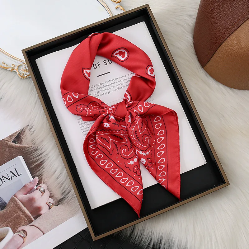 

New Hot-selling Classic Red Cashew Flower Square Scarf 70 American Street Trend Hip-hop Hip-hop All-match Turban Silk Scarf
