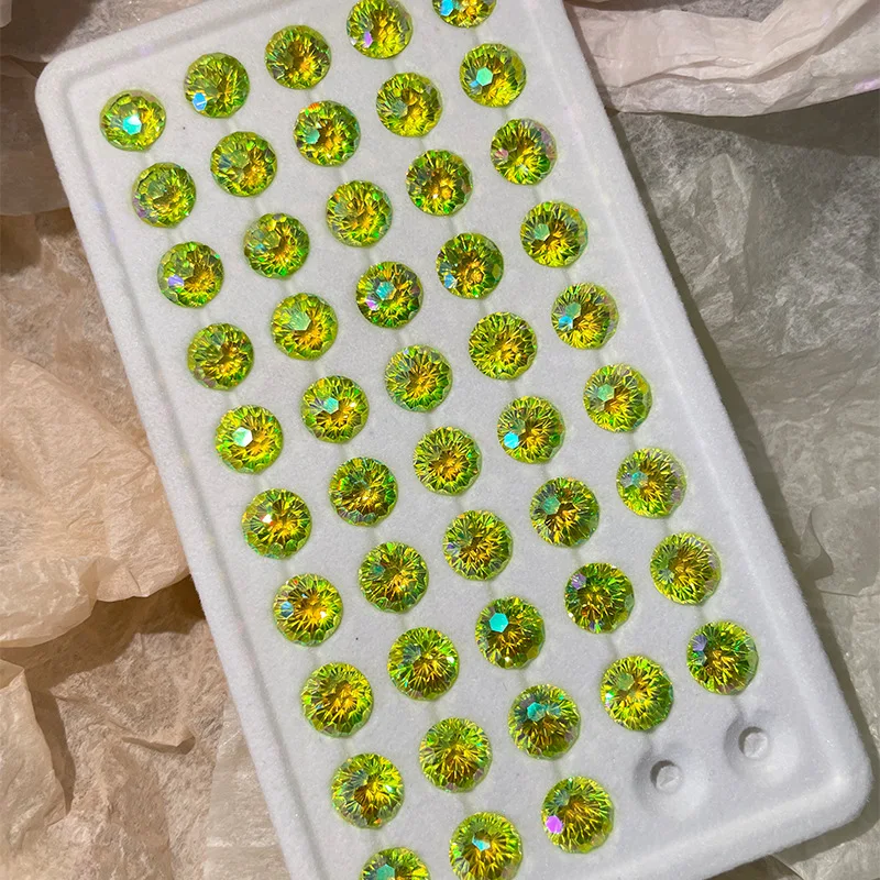 Iridescent Colorful Coated Zircon 6mm 8mm Earring Stones Super Sparkling Colored Loose Stones Spot Gemstone Jewelry