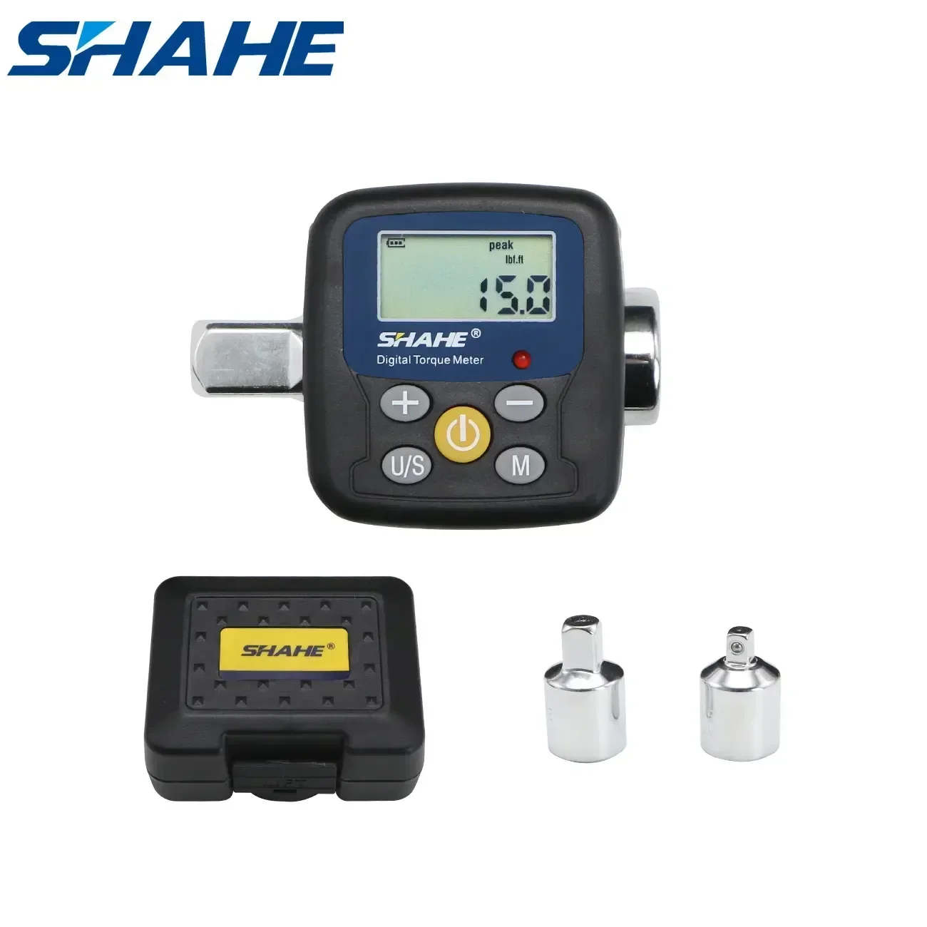 Shahe Cyfrowy klucz dynamometryczny Adapter Elektroniczne narzędzie dynamometryczne Zawiera adaptery 1/2" 1/4" 3/8" do napraw samochodowych, rowerowych i domowych