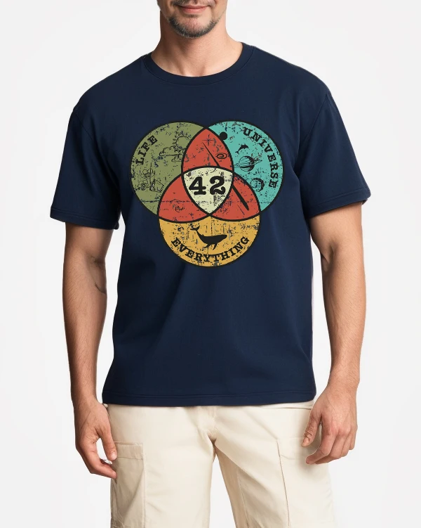 Life Universe Everything Print Männer Y2K T-Shirt Casual Baumwolle T Shirts Oversize Hip Hop Kleidung Unisex Bequeme Kurzarm