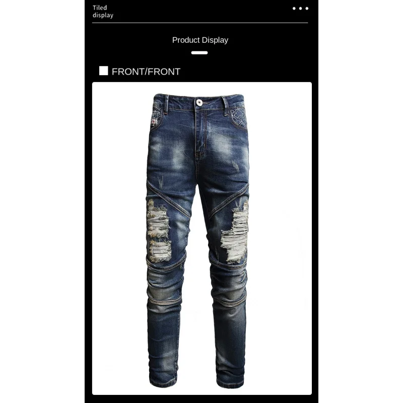 

Новинка 2026, рваные джинсы, мужские модные дизайнерские уличные мотоциклетные брюки, мужские узкие вечерние брюки в стиле ретро, красивые длинные брюки