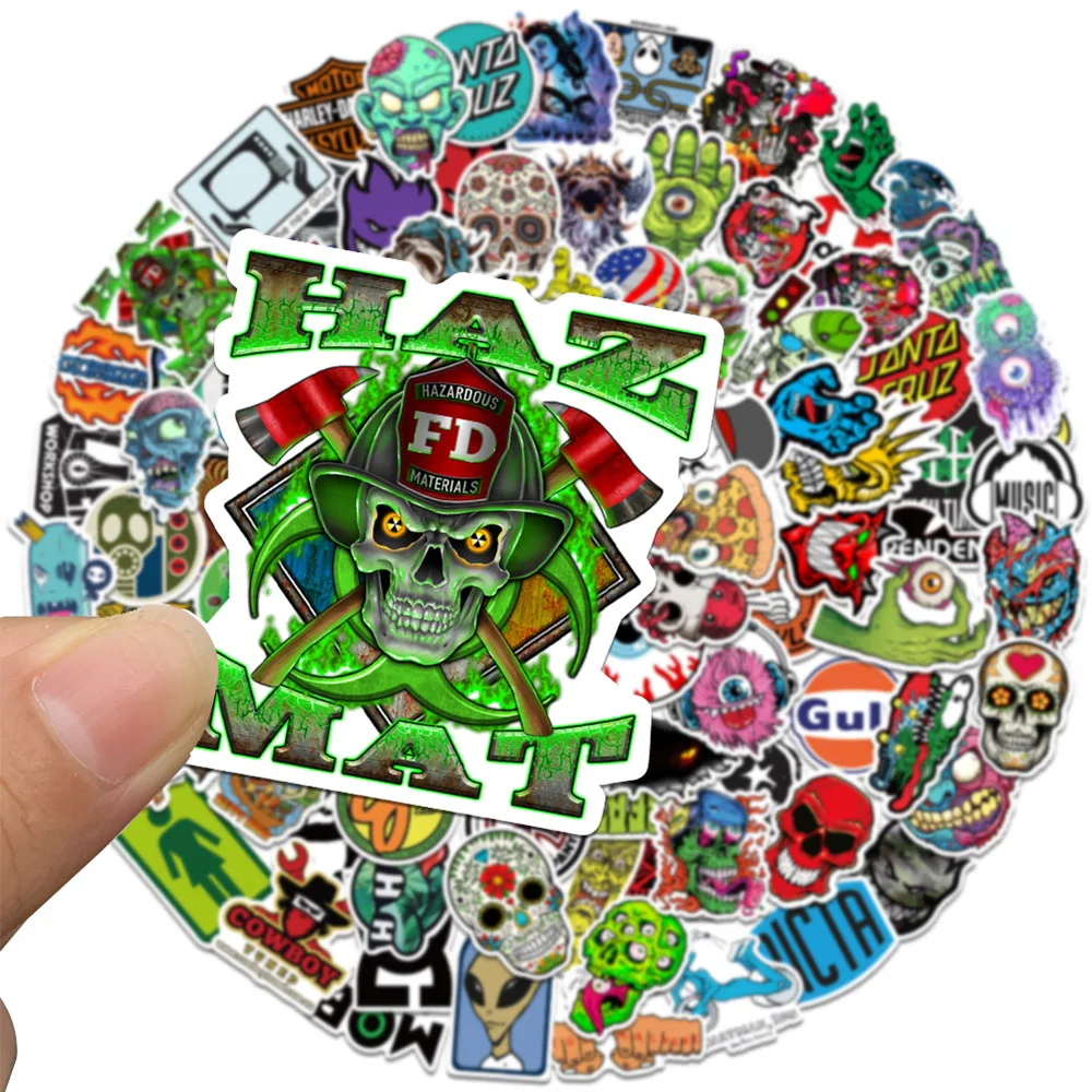 10/30/50/100pcs Street Style Horror Skull Graffiti Stickers for Phone Skateboard Helmet Motorcycle Halloween Cool Sticker Packs