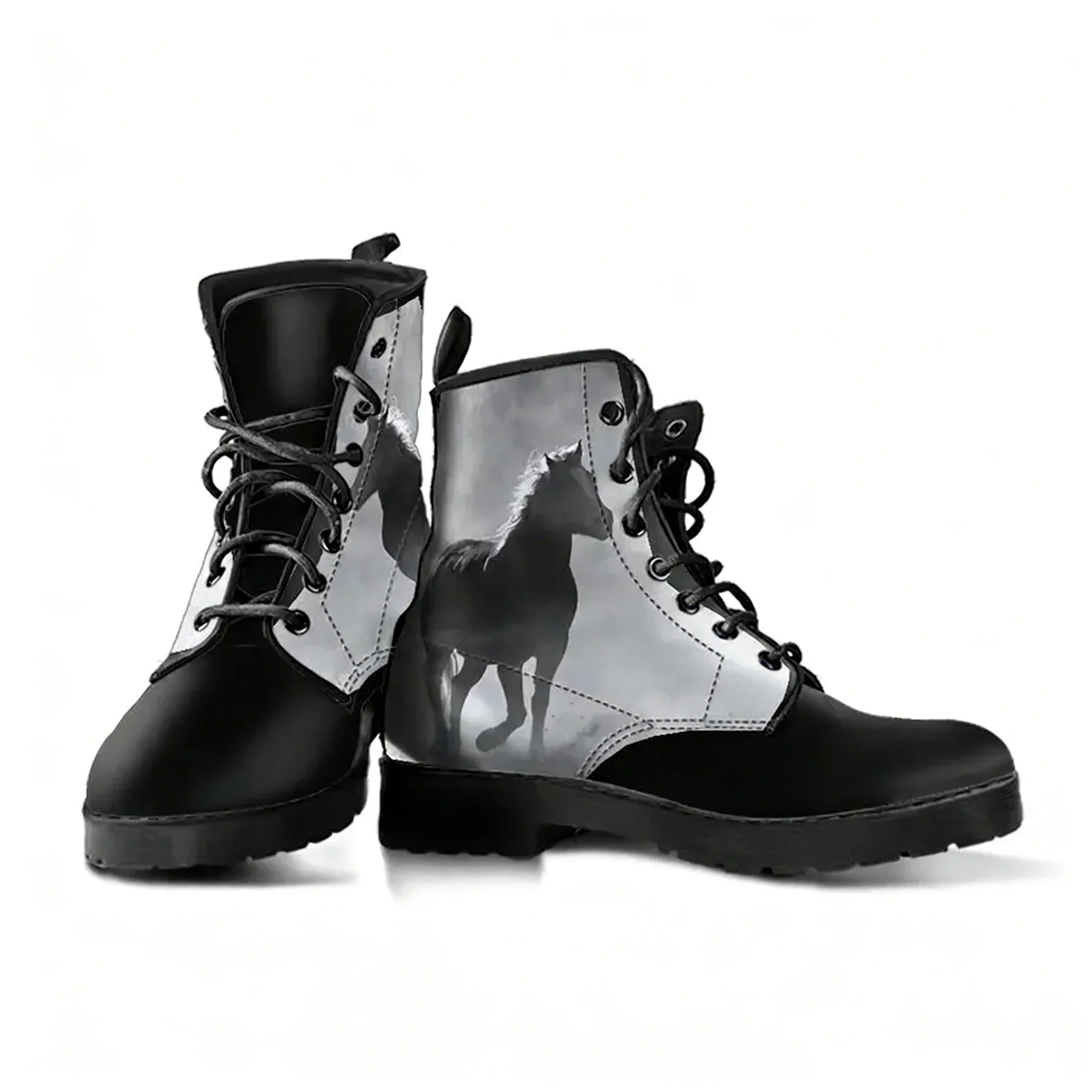 

Кожаные сапоги с конным мотивом / Сапоги ручной работы с индивидуальным принтом / Зимние сапоги для мужчин и женщин с конным дизайном / Подарок для любителей лошадей