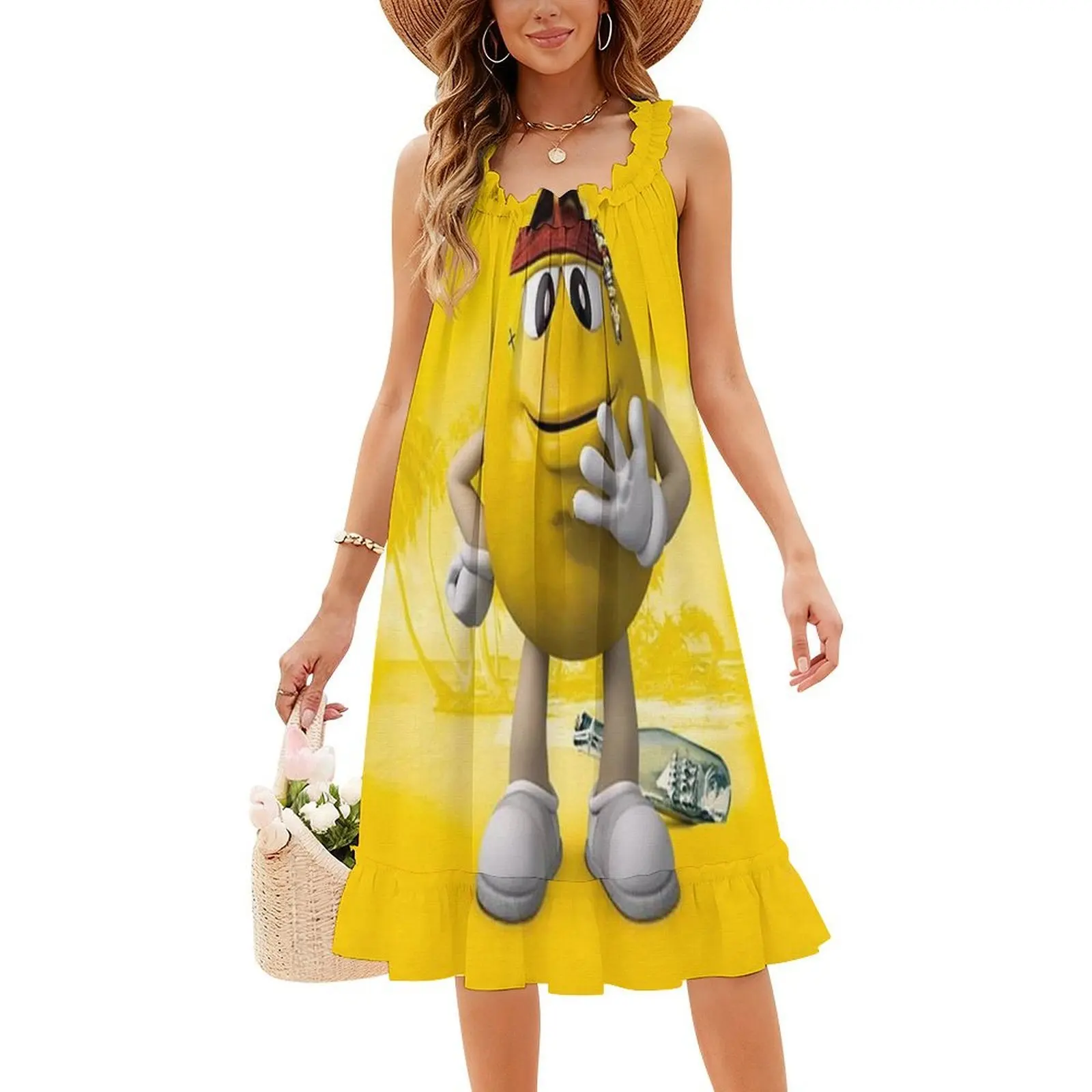 Funny Candy. Pirate Preppy Style Mini Dress For Women A-Line Loose Fit Casual Day Dress M M Candy Chocolate Merry Funny Candy