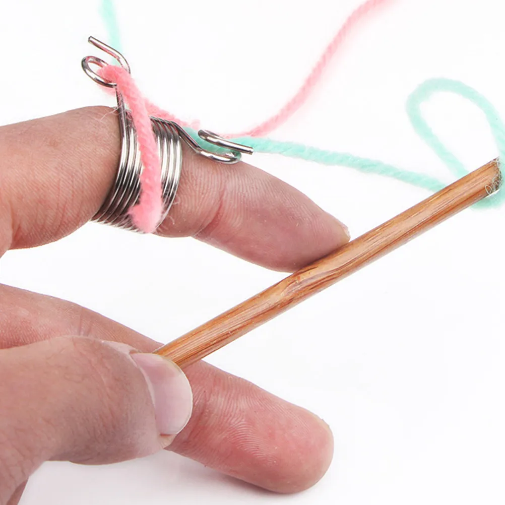 

12Pcs Lightweight Open Finger Crochet Rings Stainless Steel Braided Knitting Loops Yarn Guide Rings for DIY Knitting Sewing